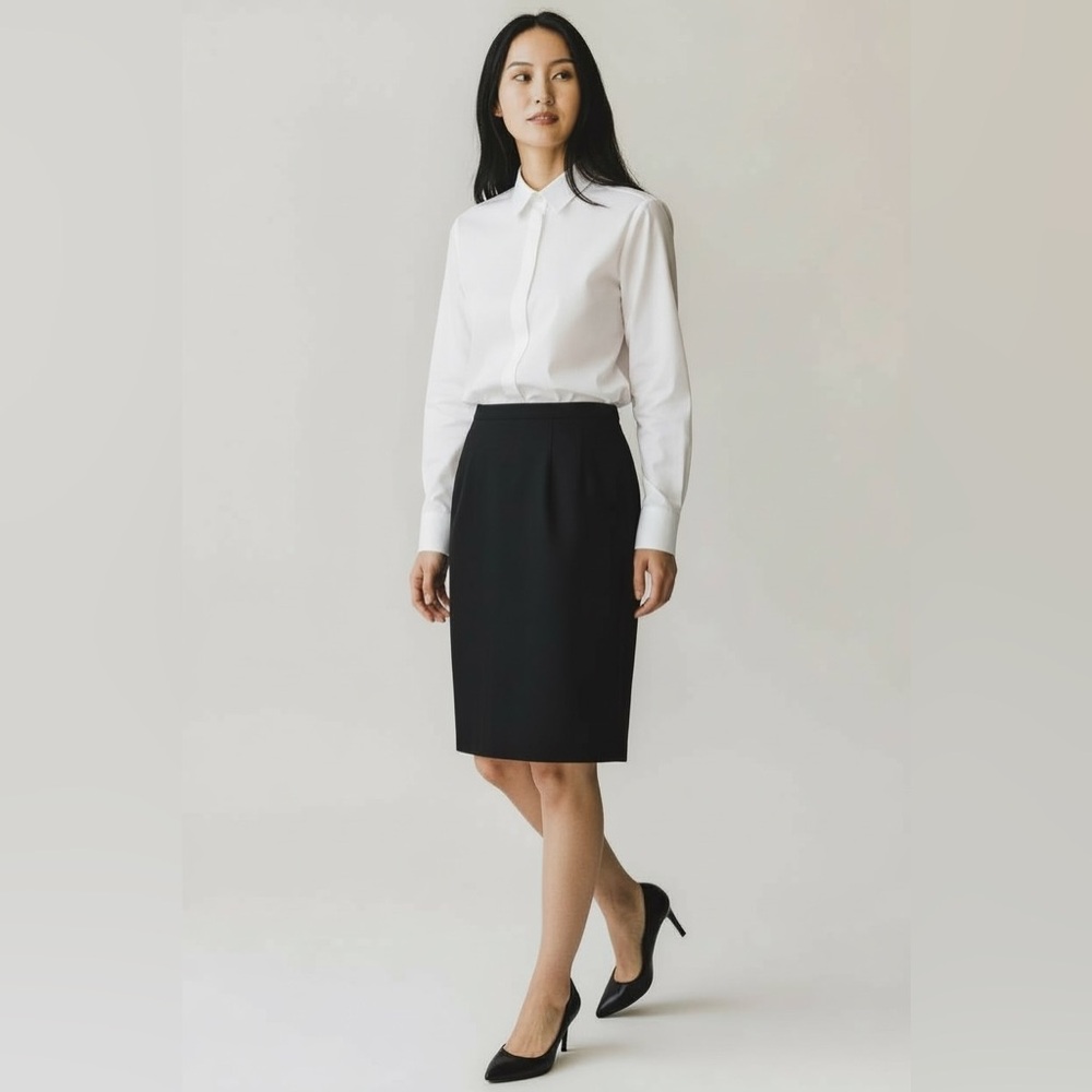 Angela Caputi Giuggiu vintage Black Silk Linen Blend pencil skirt Made in Italy